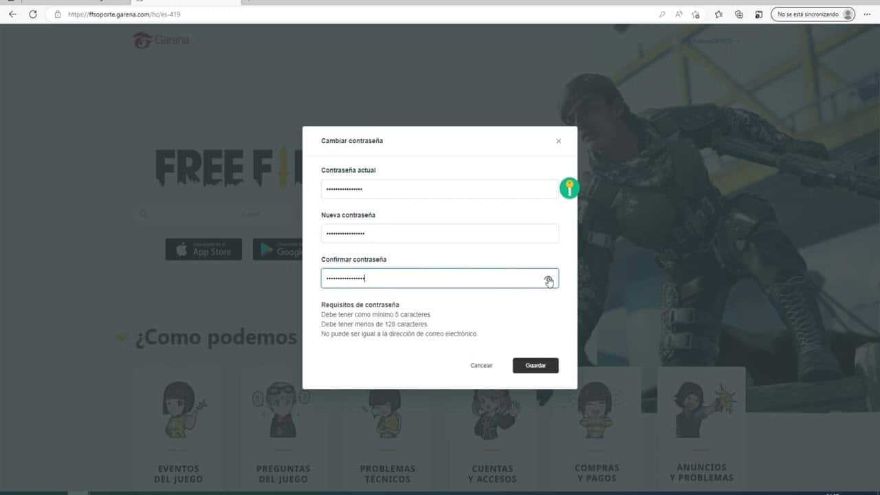 Como cambiar la contrasena de tu cuenta de Free Fire