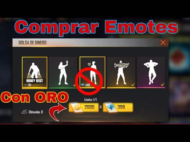 Como conseguir emotes en Free Fire con oro